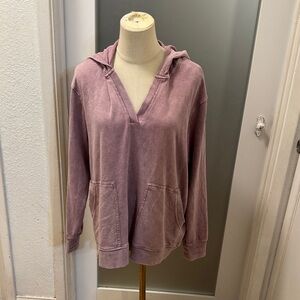 Women's Mauve Henley Hoodie Top